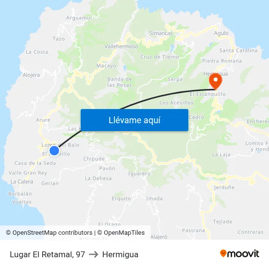 Lugar El Retamal, 97 to Hermigua map