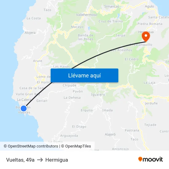 Vueltas, 49a to Hermigua map