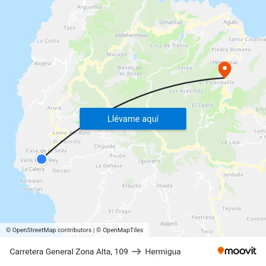 Carretera General Zona Alta, 109 to Hermigua map