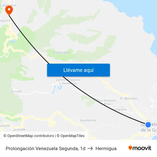 Prolongación Venezuela Segunda, 1d to Hermigua map