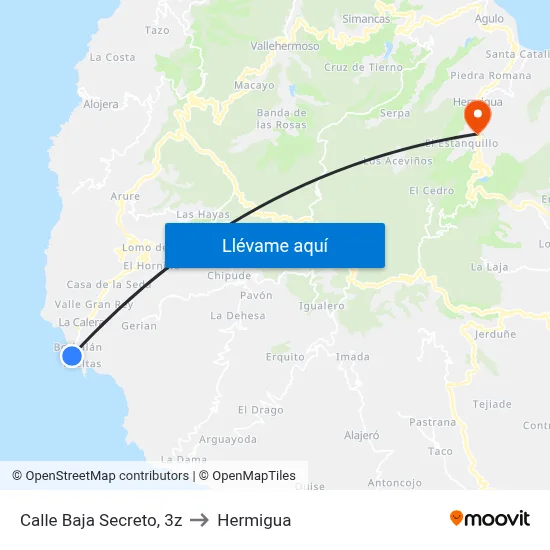 Calle Baja Secreto, 3z to Hermigua map