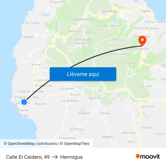 Calle El Caidero, 49 to Hermigua map