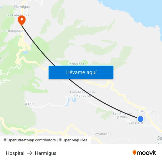 Hospital to Hermigua map