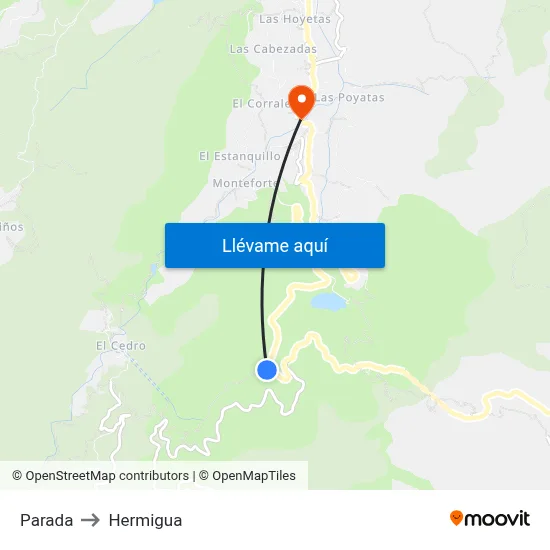 Parada to Hermigua map