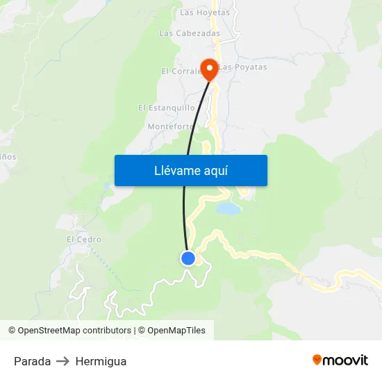 Parada to Hermigua map