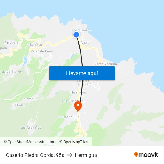 Caserio Piedra Gorda, 95a to Hermigua map