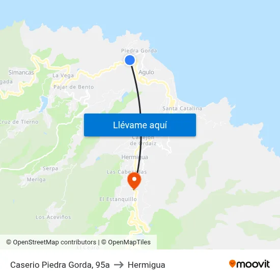 Caserio Piedra Gorda, 95a to Hermigua map