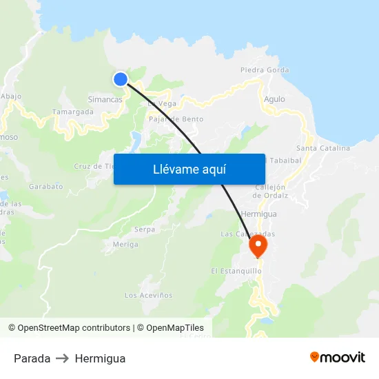 Parada to Hermigua map