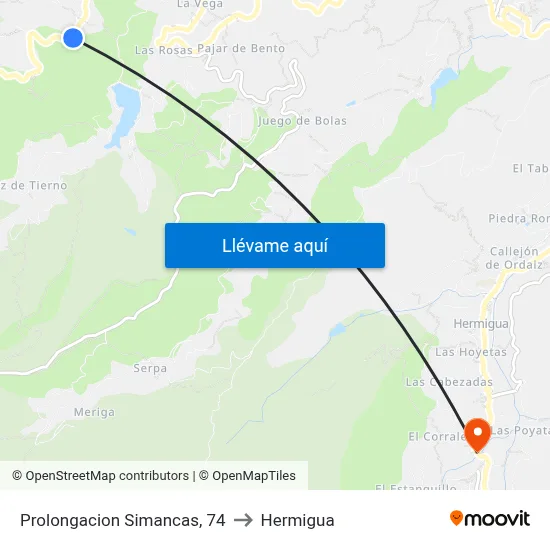 Prolongacion Simancas, 74 to Hermigua map