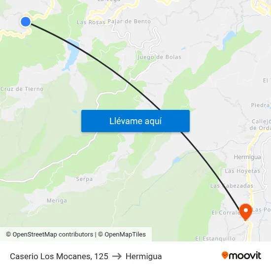 Caserio Los Mocanes, 125 to Hermigua map