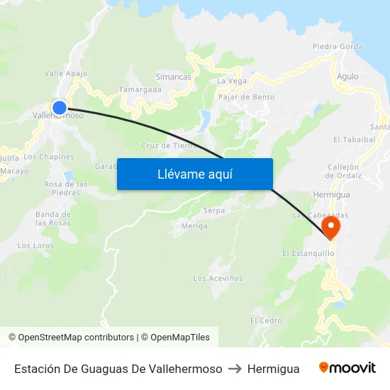 Estación De Guaguas De Vallehermoso to Hermigua map