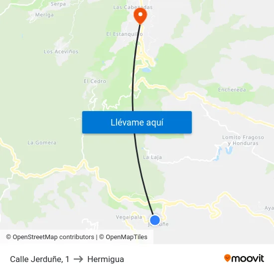 Calle Jerduñe, 1 to Hermigua map