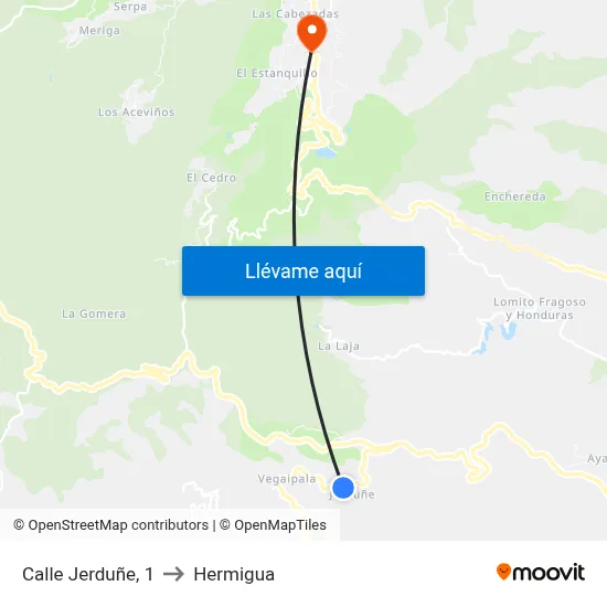 Calle Jerduñe, 1 to Hermigua map