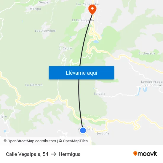 Calle Vegaipala, 54 to Hermigua map