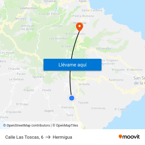 Calle Las Toscas, 6 to Hermigua map