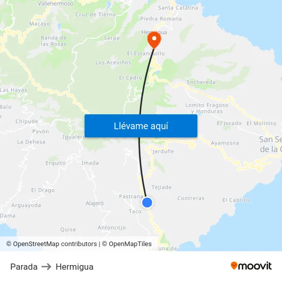 Parada to Hermigua map
