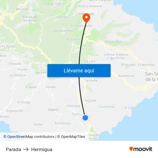 Parada to Hermigua map