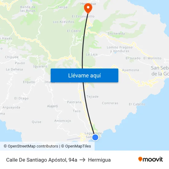 Calle De Santiago Apóstol, 94a to Hermigua map