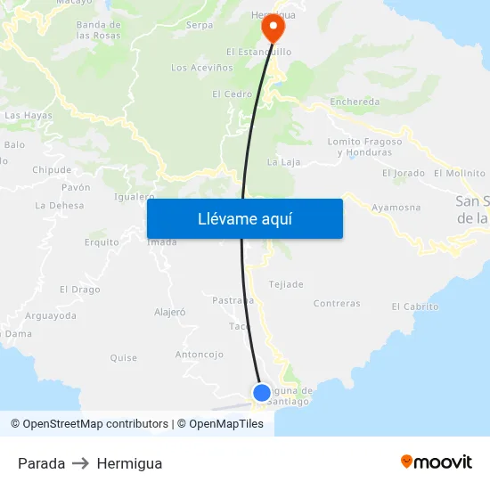 Parada to Hermigua map