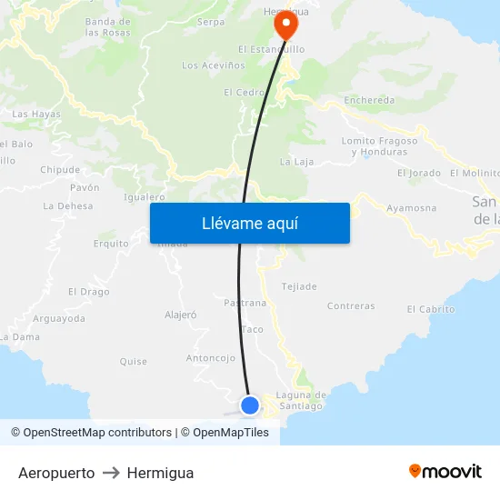 Aeropuerto to Hermigua map