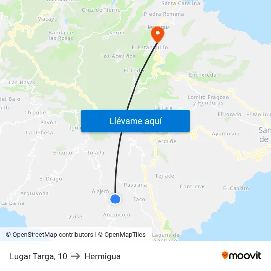 Lugar Targa, 10 to Hermigua map