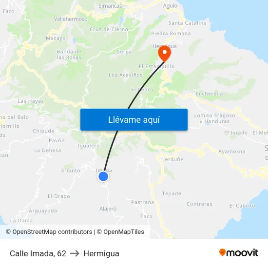 Calle Imada, 62 to Hermigua map