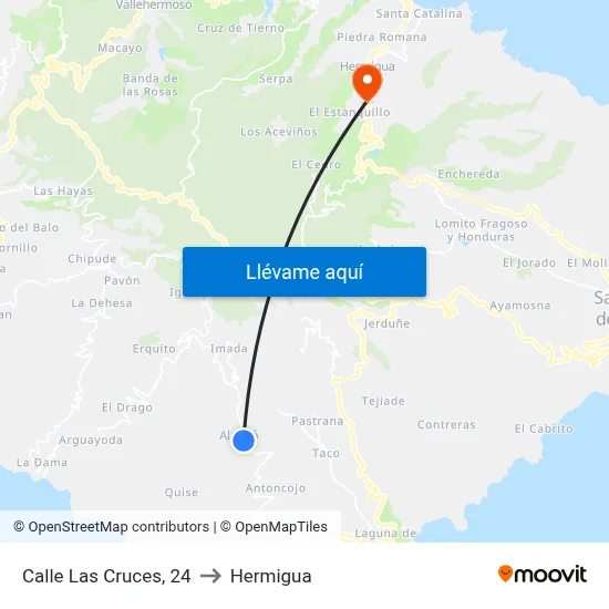 Calle Las Cruces, 24 to Hermigua map
