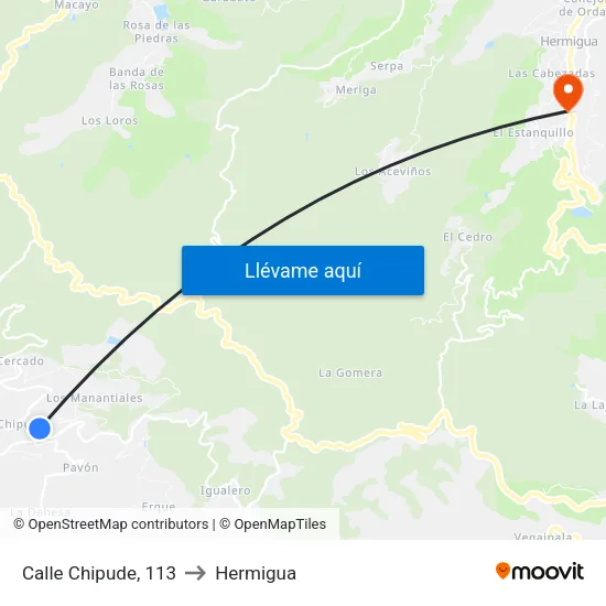 Calle Chipude, 113 to Hermigua map