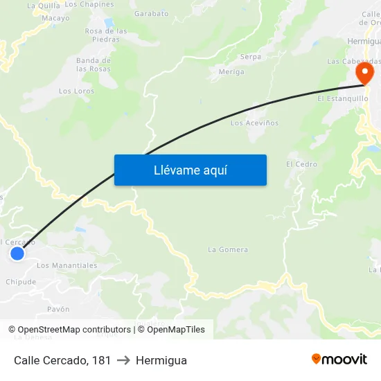 Calle Cercado, 181 to Hermigua map