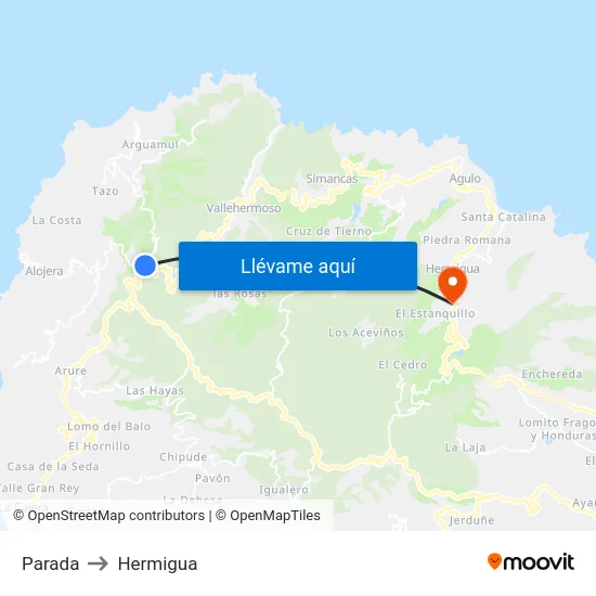 Parada to Hermigua map