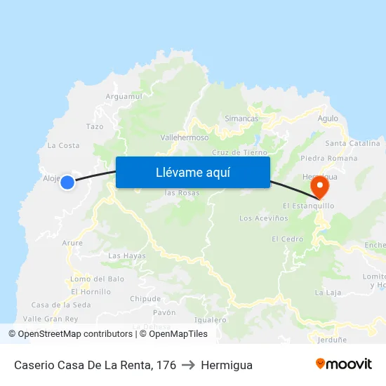 Caserio Casa De La Renta, 176 to Hermigua map