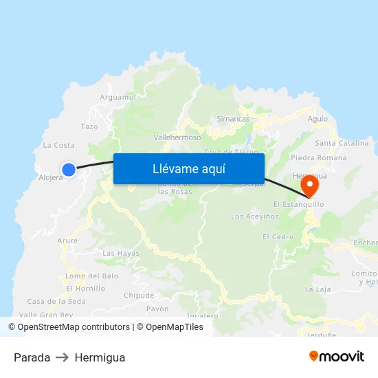 Parada to Hermigua map