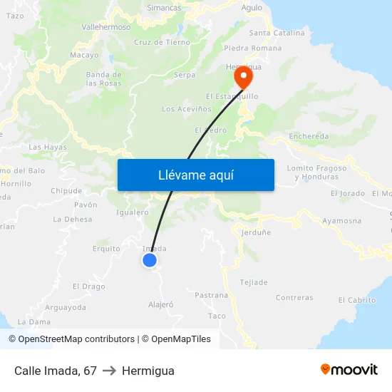 Calle Imada, 67 to Hermigua map