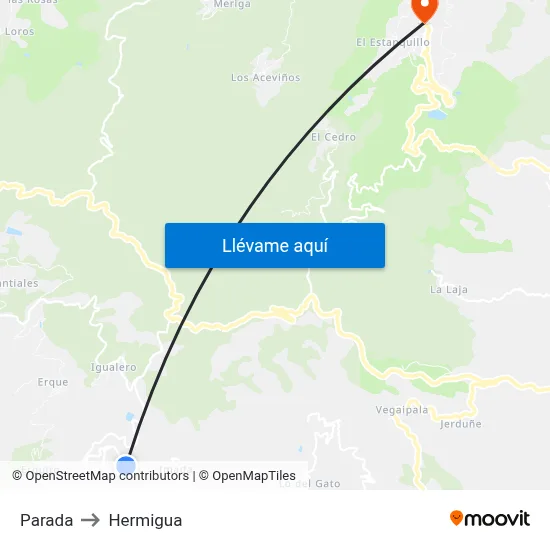 Parada to Hermigua map