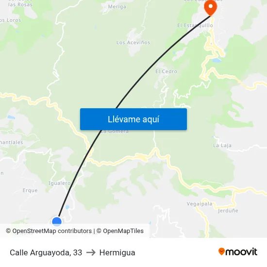 Calle Arguayoda, 33 to Hermigua map