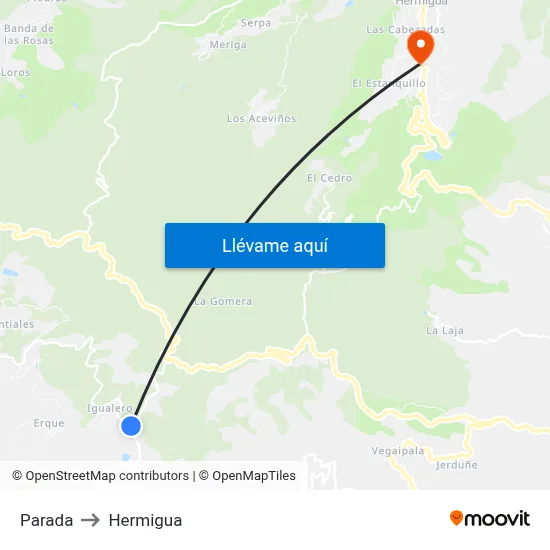 Parada to Hermigua map