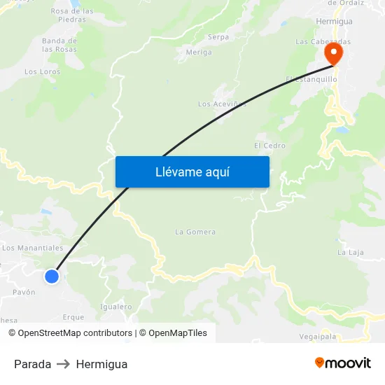 Parada to Hermigua map