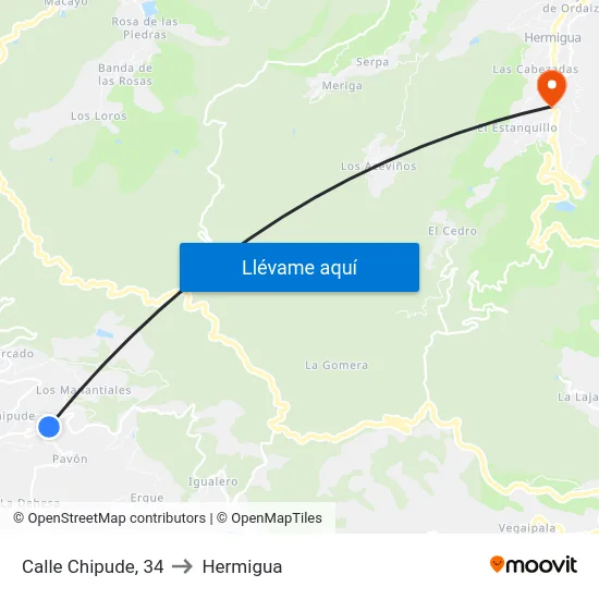 Calle Chipude, 34 to Hermigua map