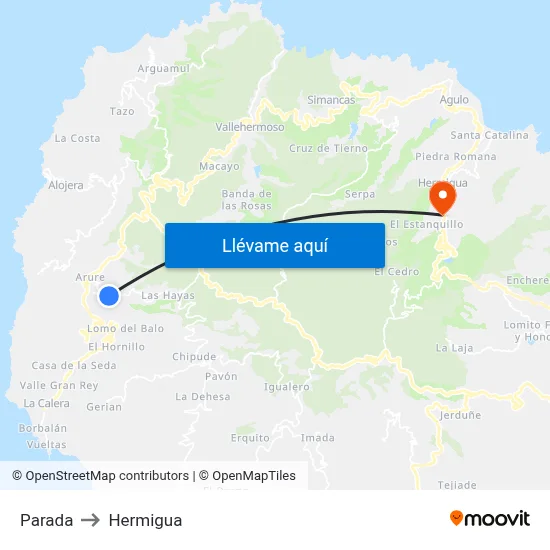Parada to Hermigua map