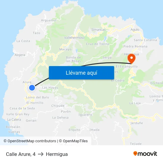 Calle Arure, 4 to Hermigua map