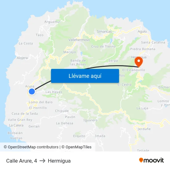 Calle Arure, 4 to Hermigua map