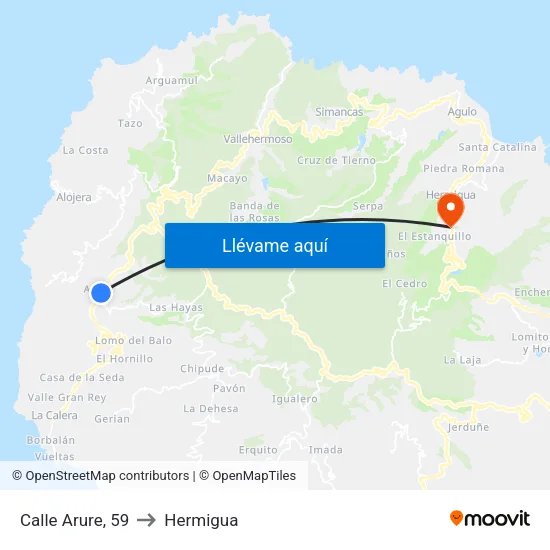 Calle Arure, 59 to Hermigua map