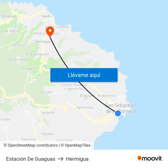 Estación De Guaguas to Hermigua map