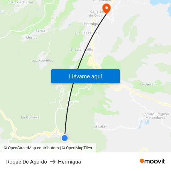 Roque De Agardo to Hermigua map