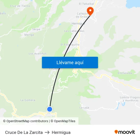 Cruce De La Zarcita to Hermigua map