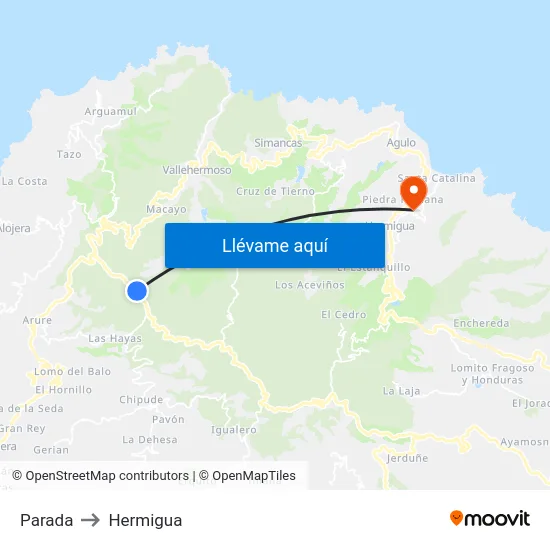 Parada to Hermigua map