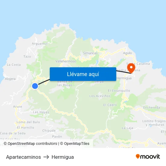 Apartecaminos to Hermigua map