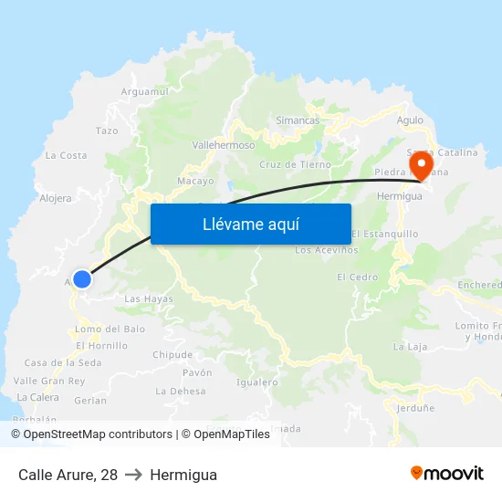Calle Arure, 28 to Hermigua map