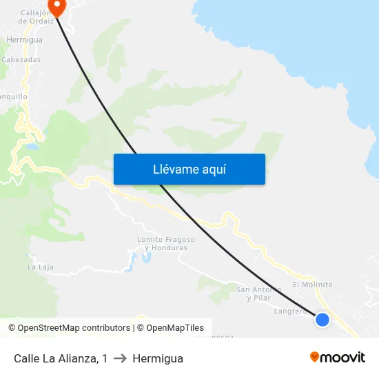 Calle La Alianza, 1 to Hermigua map