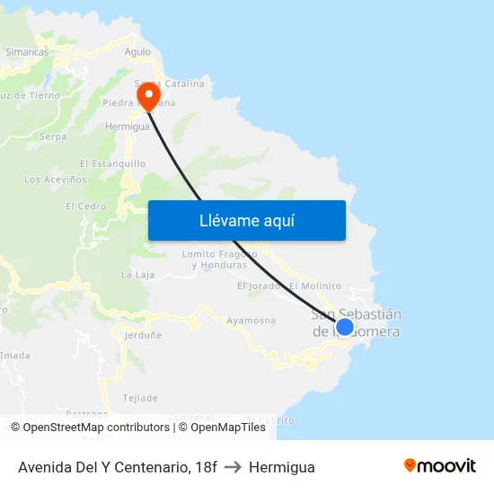 Avenida Del Y Centenario, 18f to Hermigua map